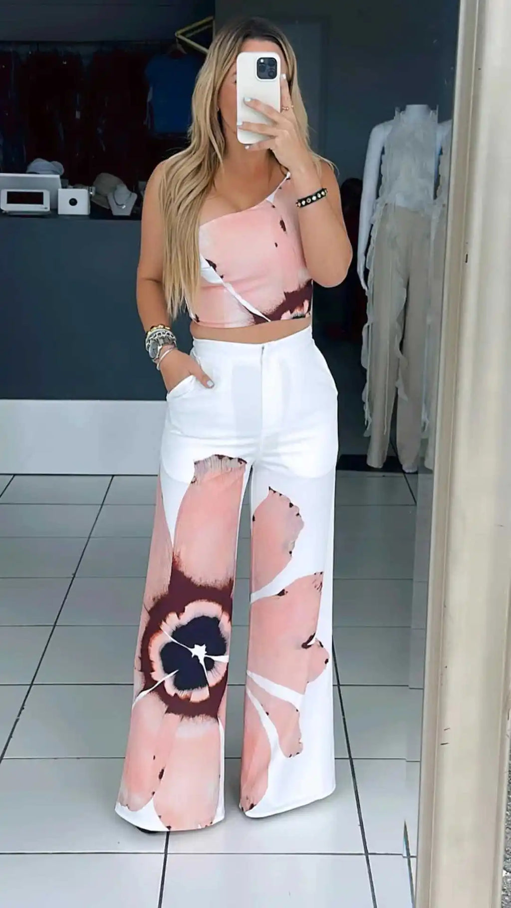 2 Piece Women Sets 2024 New Arrival Summer Autumn Matching Printing Two Pieces Sets Sleeveless Top And Pants Suits Outfits
