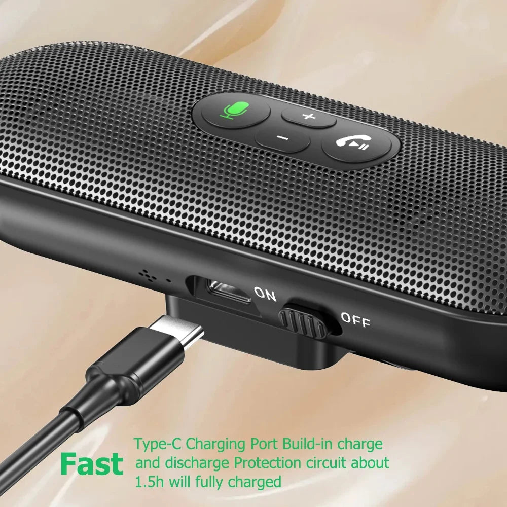 Bluetooth 5.4 Speaker Handsfree Car Kit Sun Visor Clip Wireless Audio Receiver Speakerphone Loud Music Player Dual Microphone Lootquake LLC