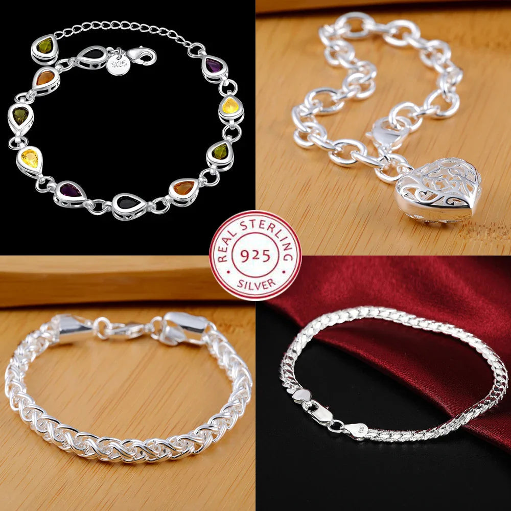 Fashion charm 925 Sterling Silver Bracelet for man woman Twisted rope chain fine jewelry Wedding party Christmas gift Lootquake LLC