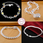 Fashion charm 925 Sterling Silver Bracelet for man woman Twisted rope chain fine jewelry Wedding party Christmas gift Lootquake LLC