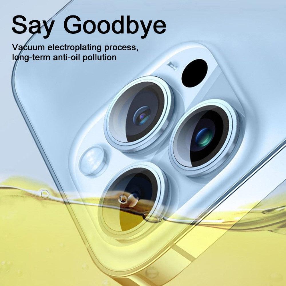 3D  Protective Glass Camera Protector Cover For iPhone 13 Pro Max i Phone 13Pro 13 Mini Rear Lens Metal Ring Protect Camera Lens Case Individual Metal Scratch Resistant HD Clear Case Tempered Glass Camera Case Stevvex