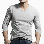 Men's Long Sleeves Muscle V Neck Slim T-Shirt