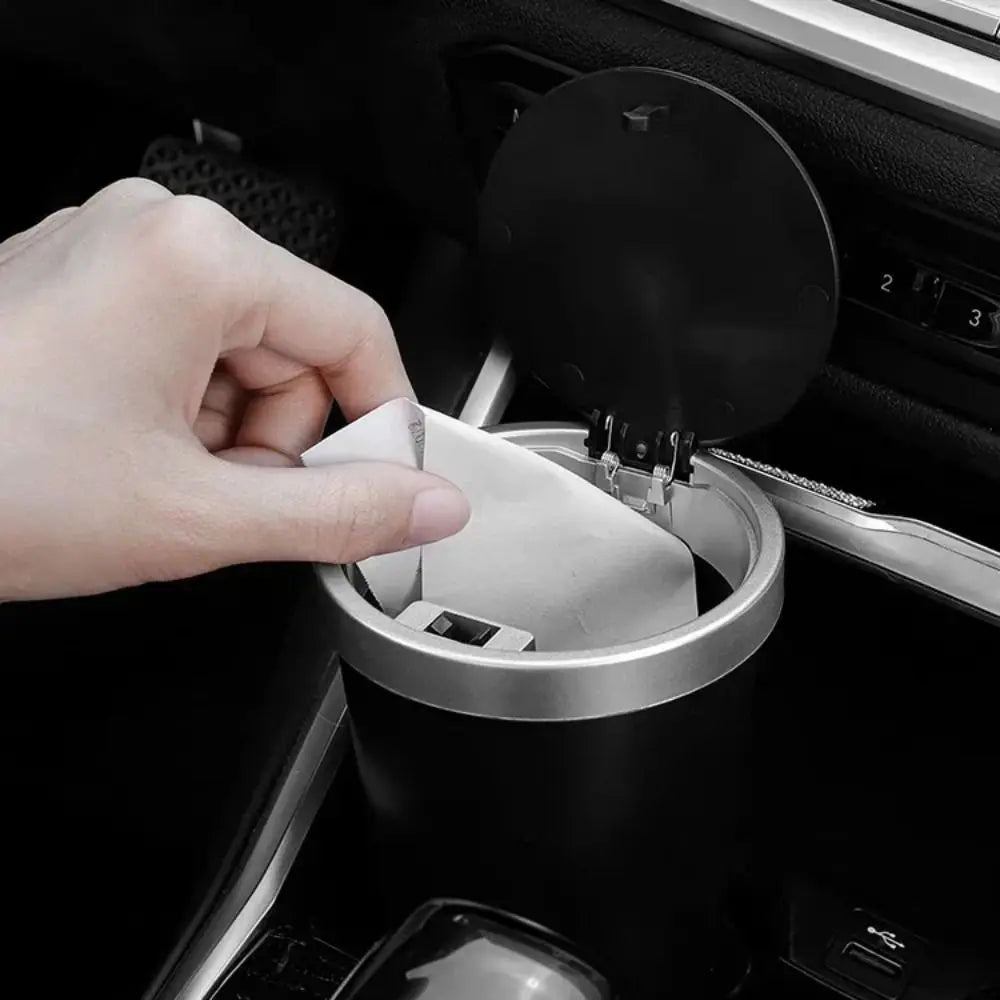 Dustbin Car Trash Can Convenient Click Open Cover Car Garbage Bin Cup Shaped Mini Desktop Trash Can Outdoor