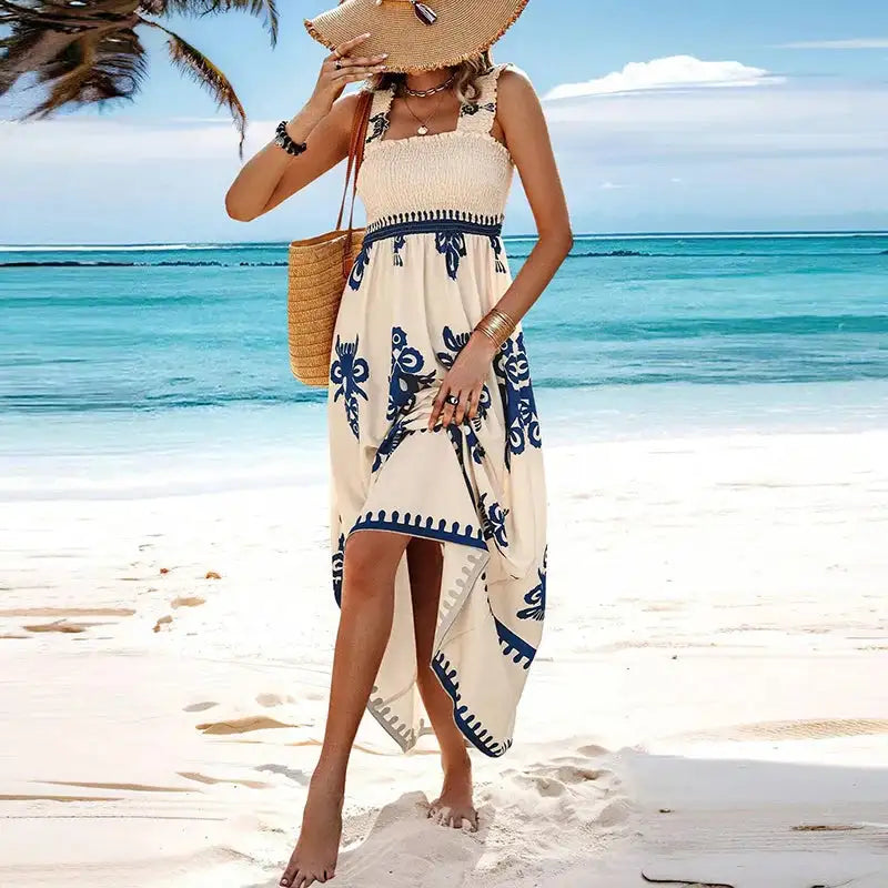 Summer Holiday Dress Women Casual Sleeveless A-Line Party Long Dress Boho Casual Sleeveless Party Dress 2024