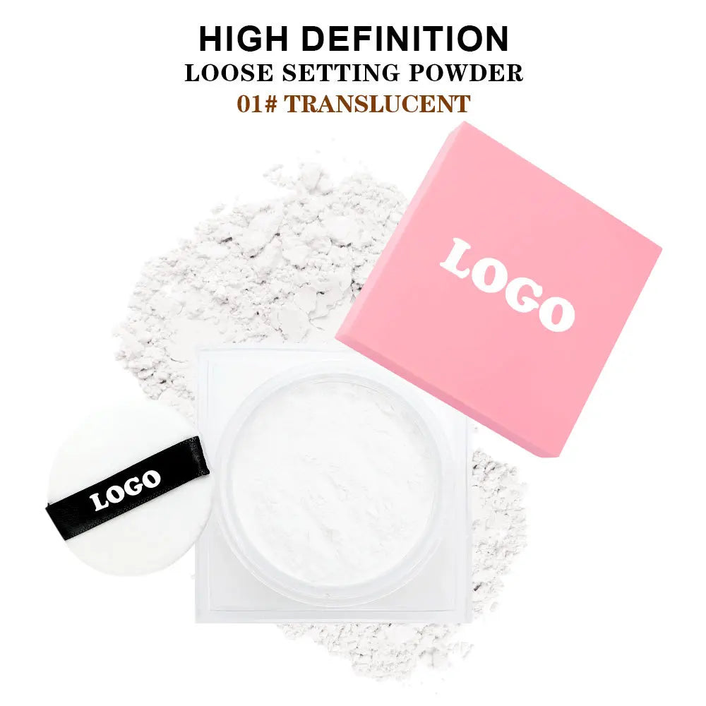 Loose Setting Powder Face Makeup Foundation Vegan Cosmetics Natural Pink Package Matte Compact Powder Custom Logo Wholesale 20pc