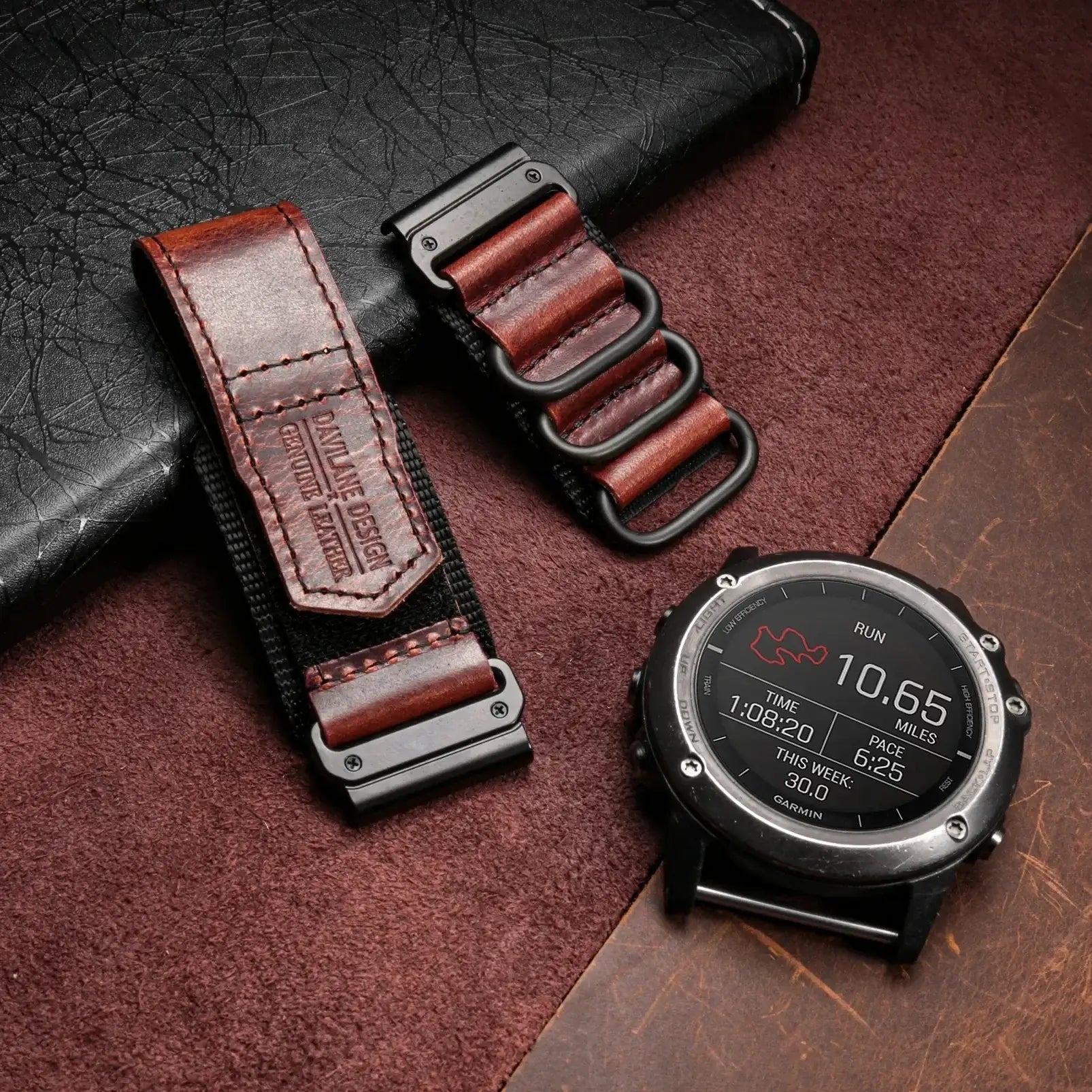 Genuine Leather Garmin Watch Strap - QuickFit Stylish Band - SJB-DIAMOND ELITES