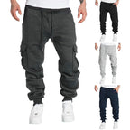 Mens Sweatpants Straight Fit Drawstring Multi-pocket Pants THRIXINE