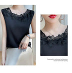 new woman clothing vest camis Tank top women's suit bottom lace lining 2024 summer new silk satin sleeveless top suspender vests