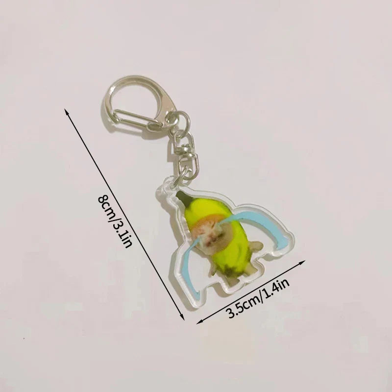 Funny Banana Cat Key Chain Creative Acrylic Happy Cats Schoolbag Pendant Bag Accessories DIY Mobile phone Lanyard Student Gift Lootquake LLC
