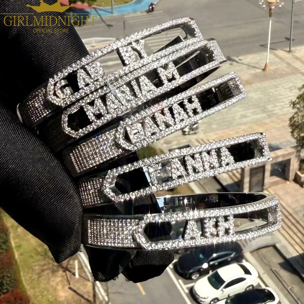 Personalized Name Paved 5A Cubic Zirconia Jewelry Customize Fashion Women DIY 26 Initial Alphabet Slider Letter Bangle Bracelets