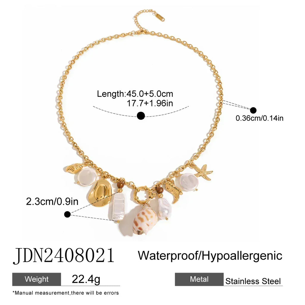 Zora Conch Charm Necklace | Bohemian Beach Jewelry -femstylo