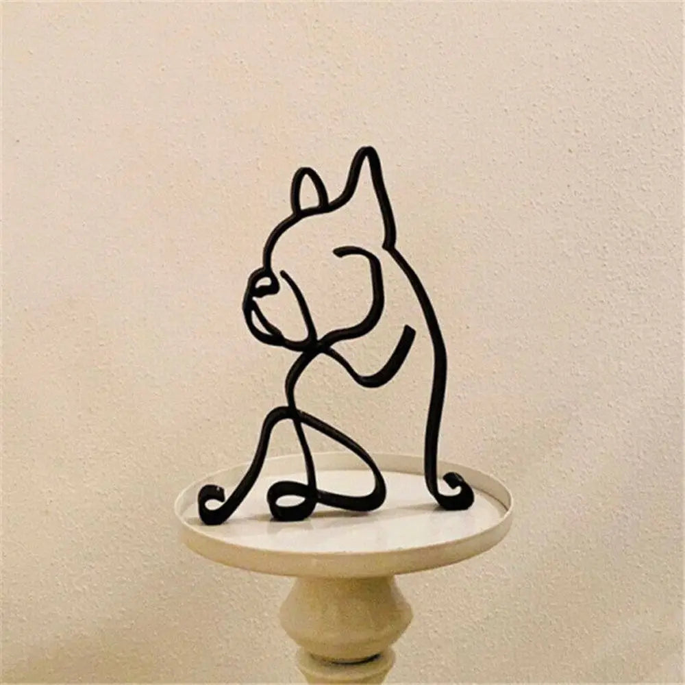 Wrought Iron Handicraft Bulldog Dachshund Labrador Abstract Dog Ornament Modern Animal Sculpture Simple Statue Art Figurine Lootquake LLC