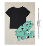 Women's Sleepwear Cozy Heart Print Relaxed Fit Pajama Set Short Sleeve Tee Top & Pants Nightwear 2 Piece Pyjama for All Seasons Lootquake LLC