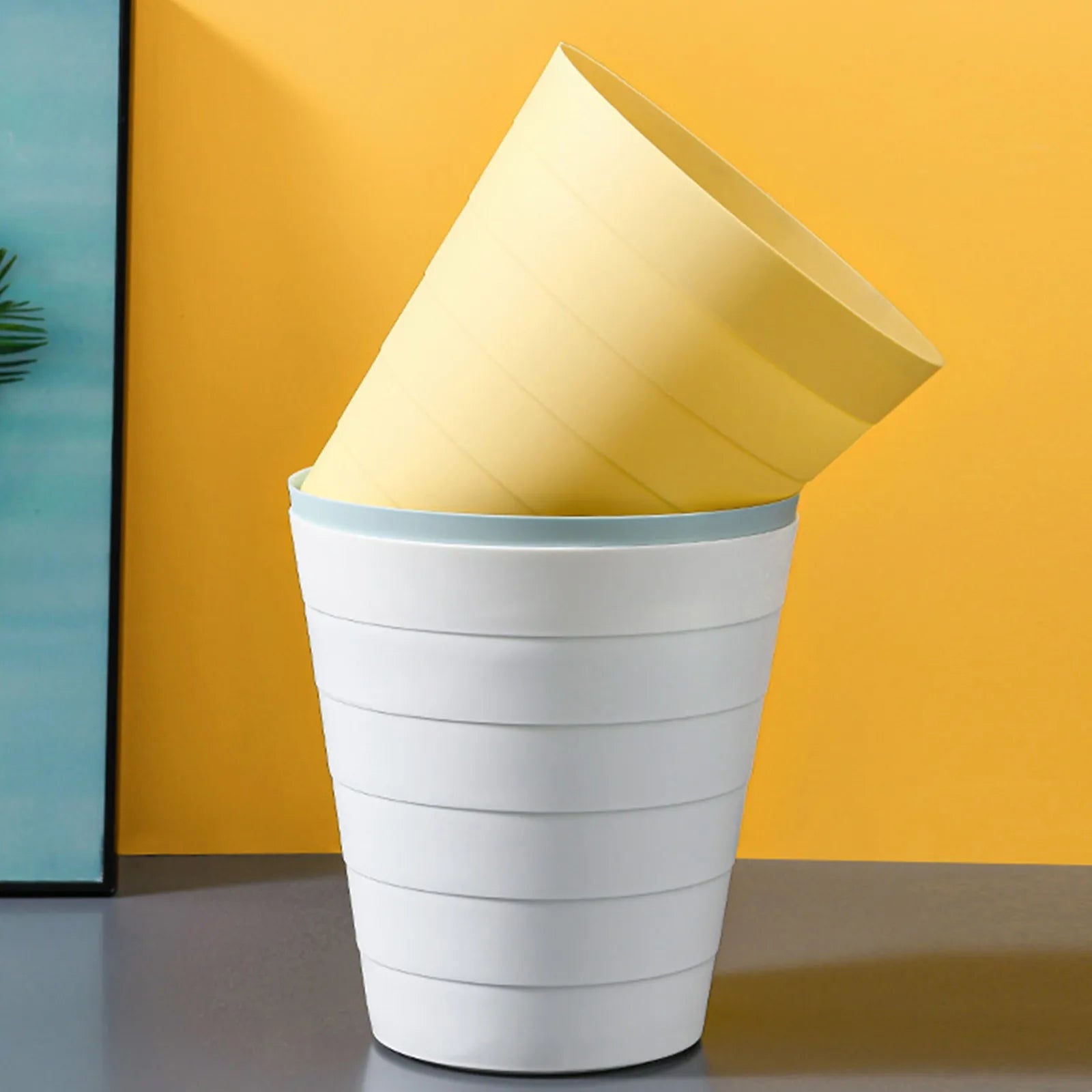 6L Small Waste Bin Desktop Garbage Trash Can Plastic Home Office Table Trash Can Dustbin Basket Household Sundries Barrel Box Y Lootquake LLC