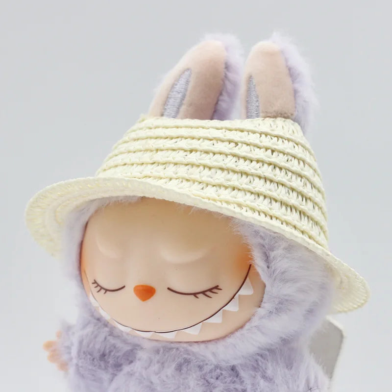 Labubu Hat Open Top Straw Hat Woven Hat Labubu Party Clothing Accessories Countryside Style Labubu Outfit for Sitting Party Lootquake LLC