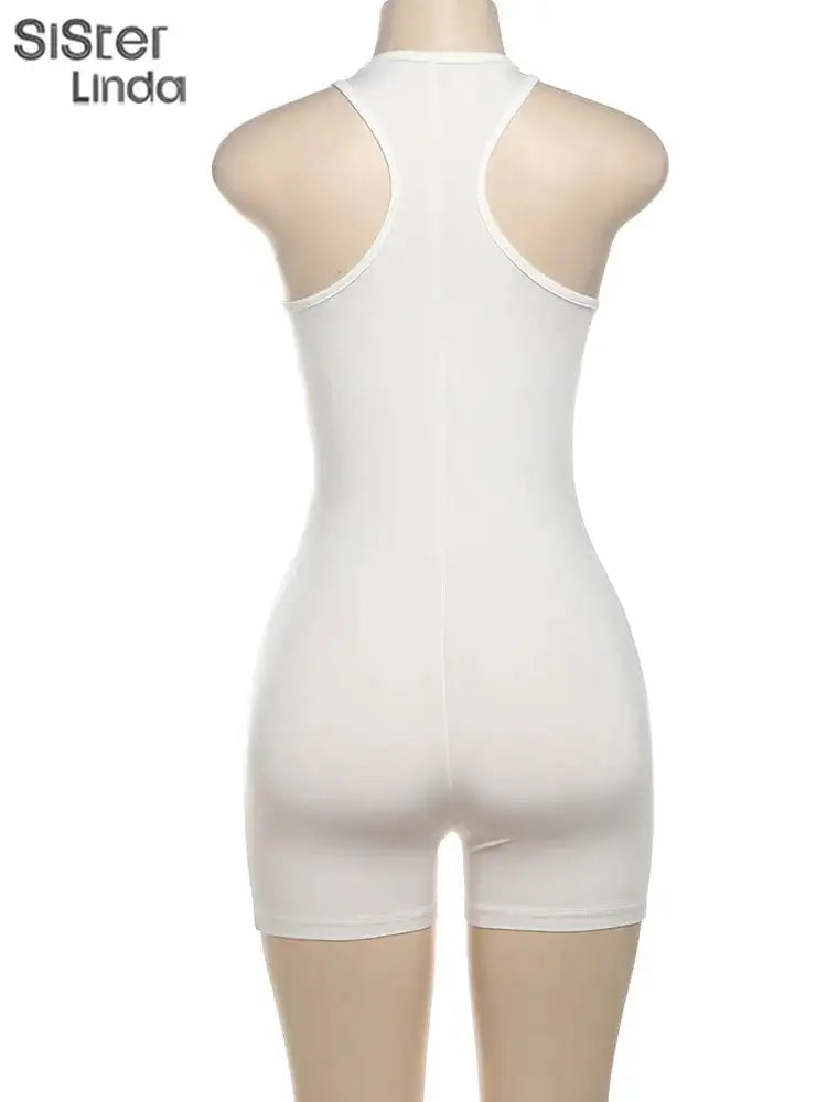 Authentic Casual Women's Jumpsuit Shorts Popular In Summer 2024 Suspender Low Cut And Backless Sleeveless Top Paired With Shorts