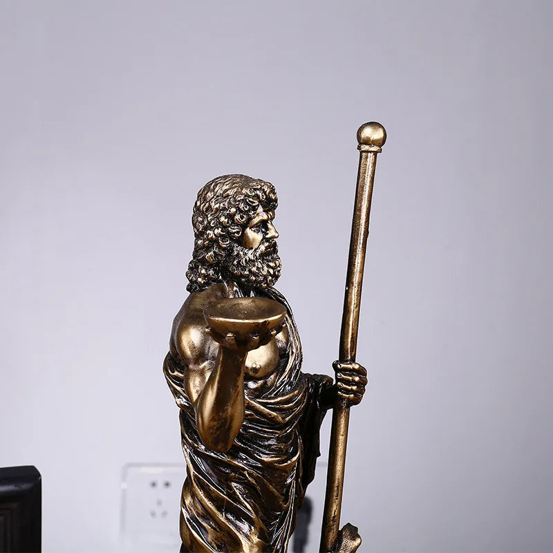 Greek Medical God Sculpture Asclepius Medicine Statue for Home Desktop Decoration Indoor Ornaments Sculptural Home Decor Gift Lootquake LLC
