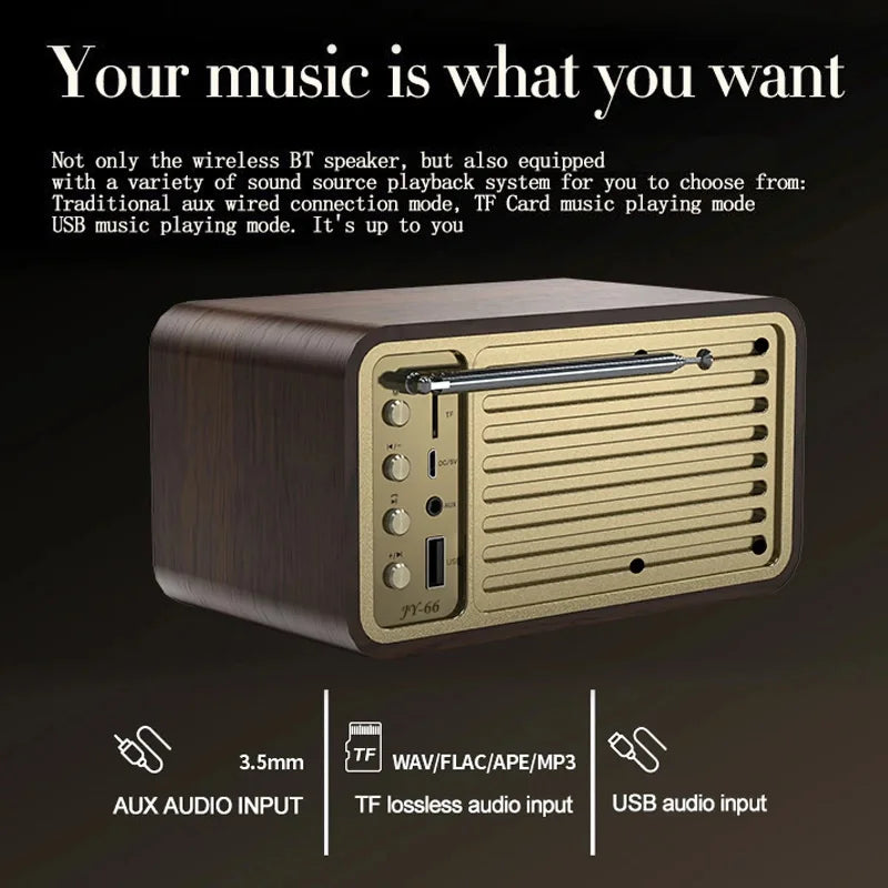 Nostalgic Bluetooth Speaker Bluetooth Sound Retro Classic Speaker Retro Radio Wireless Bluetooth 5.0 Wooden Portable Subwoofer Lootquake LLC