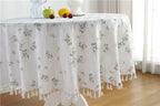 Cotton Table Cloth Round Tablecloth with Tassel Dust-Proof Floret Circular Table Cover for Kitchen Dinning Room Tabletop Decor Lootquake LLC