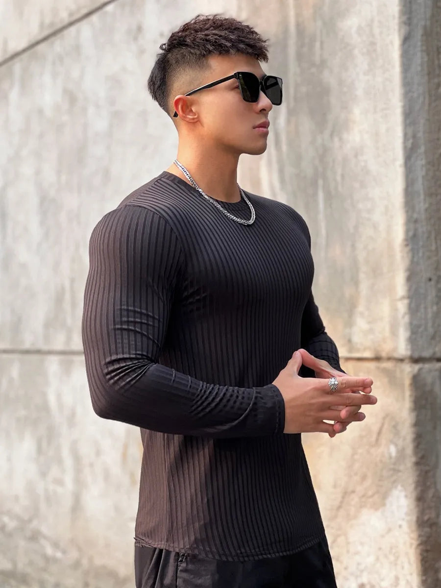 FitFlex Men's Long Sleeve Sports Tee THRIXINE