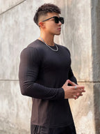FitFlex Men's Long Sleeve Sports Tee THRIXINE