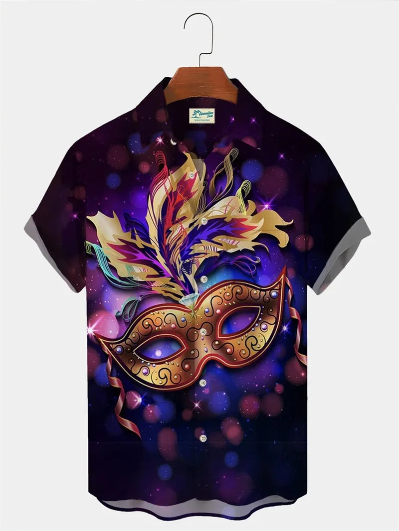2024 Men's Mardi Gras Shirt 3D Print Short Sleeve Casual Shirts Streetwear Loose Plus Size Mens Hawaiian Shirts Tops T-Shirt Lootquake LLC