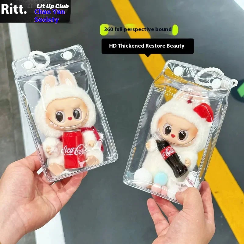 Labubu Fully Transparent Square Walking Bag Labubu Sitting Posture Protective Cover Labubu Protective Cover Display Bag Fashion Lootquake LLC