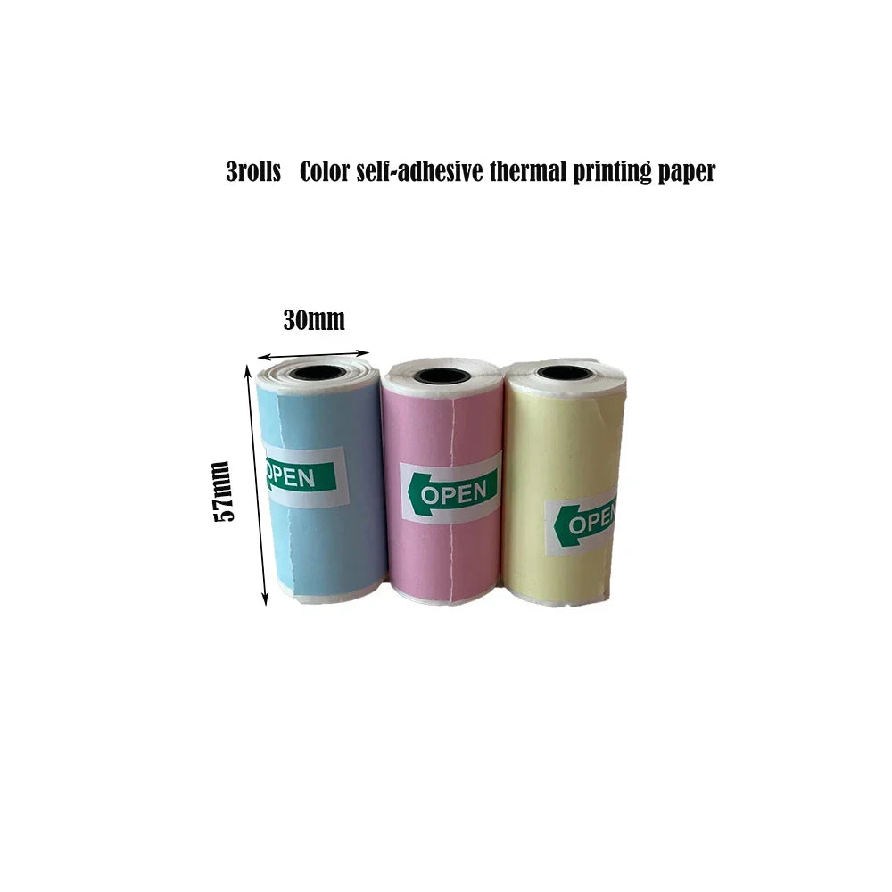 57x25mm Mini Printer Thermal Paper Label Sticker Self-adhesive Paper for Kids Instant Print Camera Pocket Printer