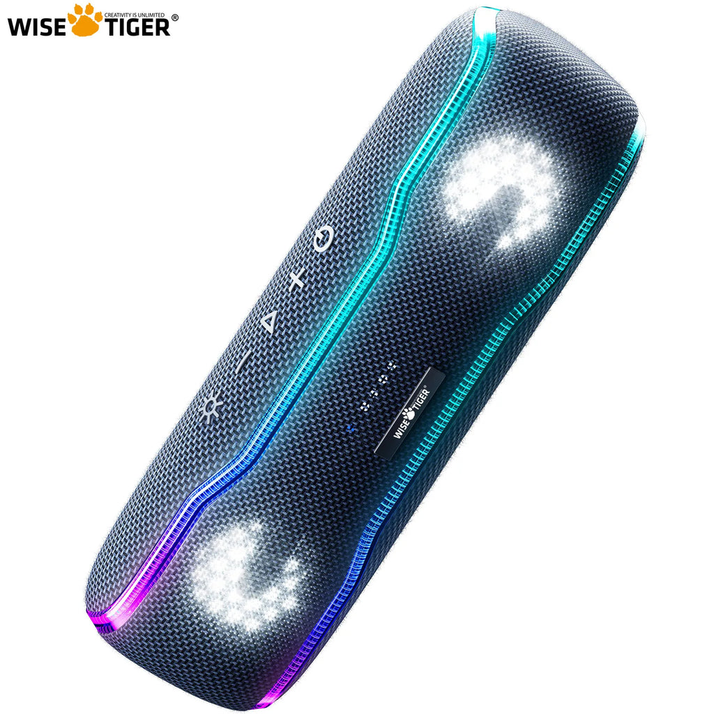 WISETIGER Bluetooth Speaker Outdoor IPX7 Waterproof 25W BT5.3 Loudspeaker Stereo Surround Speaker with Cool Pulsing EQ Lights Lootquake LLC