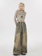 Autumn Winter New Ladies Cargo Jeans American Street Style Baggy Cargo Pants Women Blue Multi-pocket Wide Leg Jeans for Women Lootquake LLC