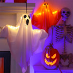 Spooky Ghost Halloween Decor Waterproof Halloween Glowing White Ghost Glowing Door Hanging Ghost for Halloween Garden Home Decor Lootquake LLC