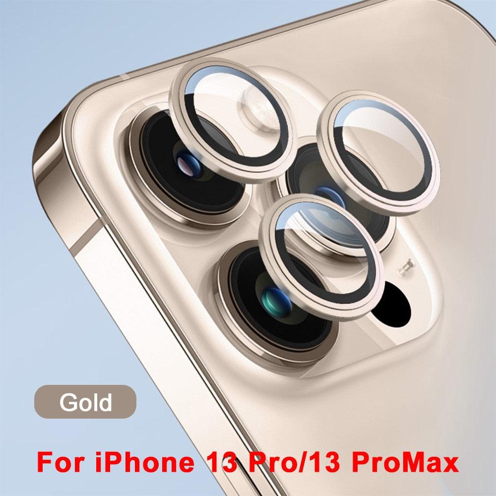 3D  Protective Glass Camera Protector Cover For iPhone 13 Pro Max i Phone 13Pro 13 Mini Rear Lens Metal Ring Protect Camera Lens Case Individual Metal Scratch Resistant HD Clear Case Tempered Glass Camera Case Stevvex
