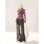 High Waist Ripped Women's Black Jeans Hip-hop Style Fashion Vintage Streetwear Y2K Wide Leg Jean 2024 Trouser Baggy Denim Pants