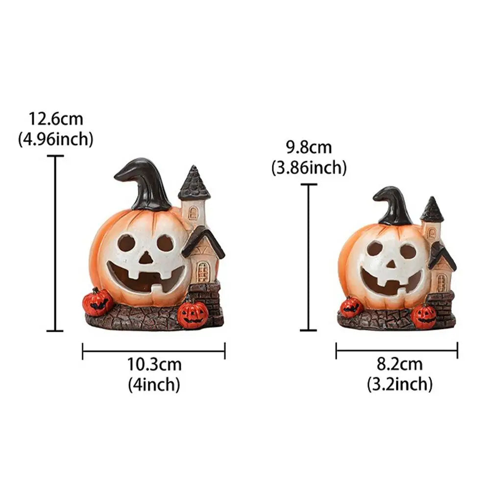 Decorative Resin Halloween Pumpkin House Unique Handmade Haunted House Ornaments Scary Pumpkin Figurine Festival Decor