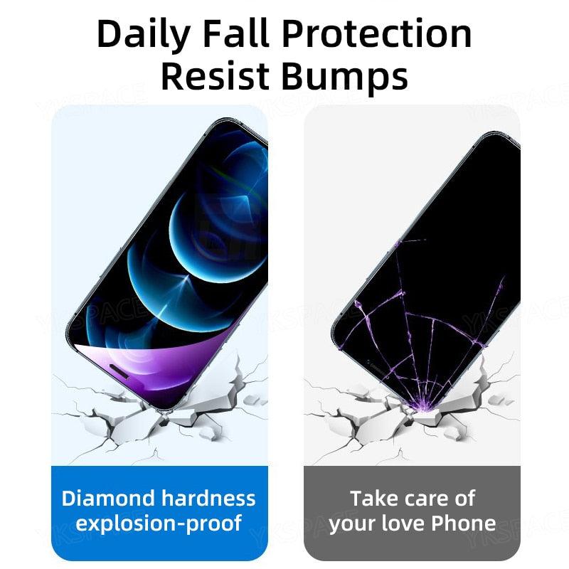 2Pcs Anti Blue Ray 9H Tempered Glass for iPhone X XS MAX XR 11 12 13 mini 14 Pro Max 6 6S 7 8 Plus SE 2020 Screen Protector Film Anti Blue Light Tempered Glass Screen Protector for iPhone Stevvex