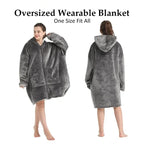 Hoodie Oversized Wearable Blanket Deep Pocket Comfy Sleeves Front Zipper Deluxe Fleece Sweatshirt Blanket Winter Blanket Lootquake LLC