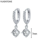 925 Sterling Silver Ear Needle Fashion Hoop Earrings White Crystal Luxury Women's Silver Earrings Wedding Women's Jewelry Gift