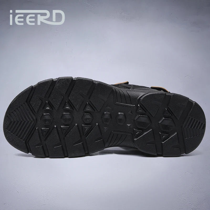 Outdoor Wading Summer Sandals For Men Anti Slip Cool Leather Slides With Arch Support and Massage Plus Size Beach Sandalias Lootquake LLC