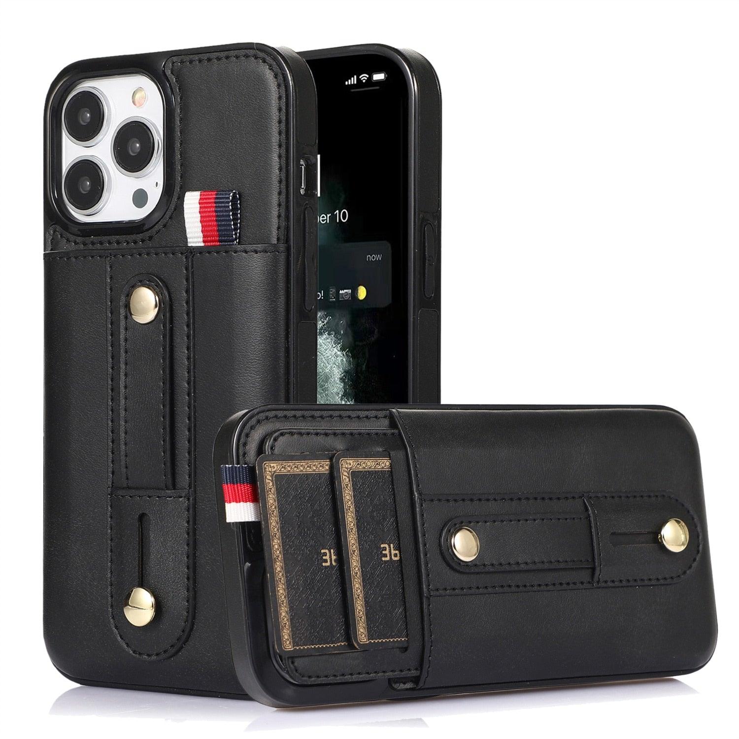 Luxury Leather Phone Case For iPhone 14 13 12 Mini 11 Pro X XS Max XR Business Elegant Men Wallet Card Slot Cover Wallet Case With Card Holder PU Leather iPhone Case Stevvex