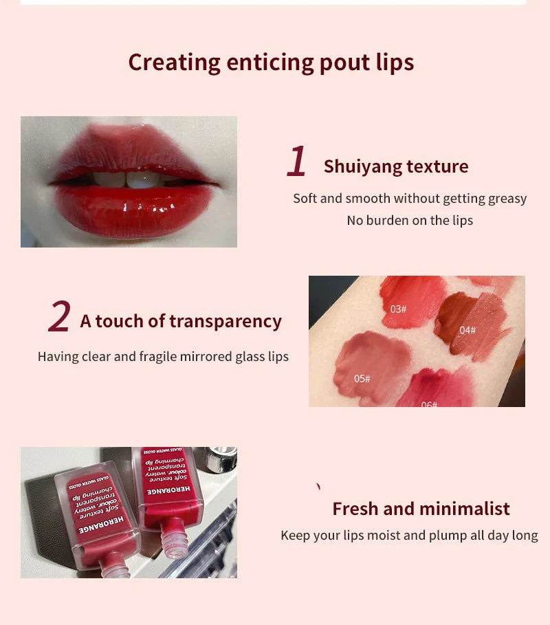 HERORANGE Light Glass-Like Lip Lacquer - Mirror Shine, Hydrating Formula; Smudge-Proof, Long-Wear, and Skin-Brightening Lootquake LLC