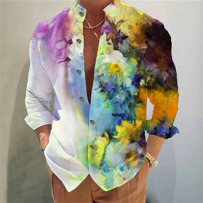 Men's shirt long-sleeved colorful fashion cardigan shirt Hawaiian 3D printed shirt XS-6XL super large size shirt soft fabric Lootquake LLC