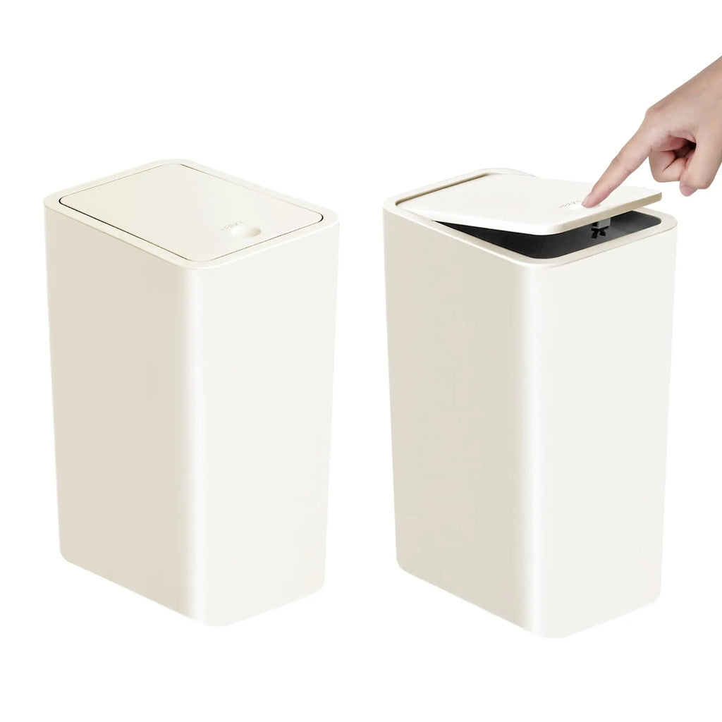 Bathroom Trash Can-10L Small Garbage Can with Press Top Lid for Toilet,Bedroom,Living Room – Plastic Wastebasket with Pop-up Lid Lootquake LLC