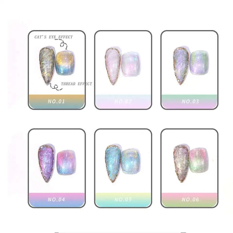 High End Glitter Cat Eye Gel Nail Polish Set Semi-Permanent Hybrid Magnet Gel UV LED Cat's Eye Nail Varnishes For Nail Art 15ml Lootquake LLC