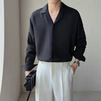 Apricot Black White Shirt Men Fashion Social Mens Dress Shirt Korean Loose Casual Long-sleeved Shirts Mens Formal Shirt M-3XL Lootquake LLC