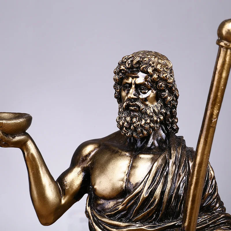 Greek Medical God Sculpture Asclepius Medicine Statue for Home Desktop Decoration Indoor Ornaments Sculptural Home Decor Gift Lootquake LLC