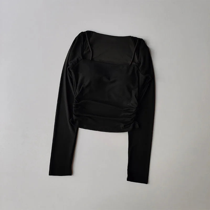 Mesh-Splice Slim Fit Yoga Top THRIXINE