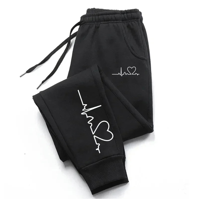Heart Print Women's Sweatpants Jogging Pants THRIXINE