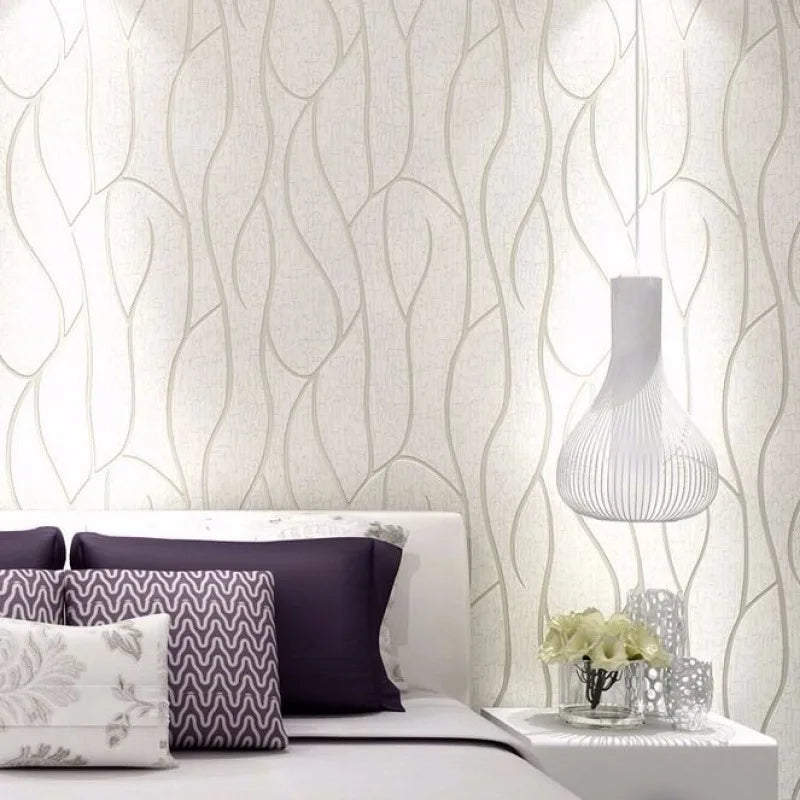 Background Wallpaper Room Decoration 53cm Wall Stickers Thickened Bedroom Curve Stripes Moisture-proof Non-woven European Modern Lootquake LLC