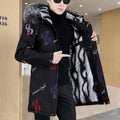 Cotton-Padded Coat Winter Jacket Men's Parkas ashionable Mid-Length Thickened Jacket Brand Letter Print Fur collar Pi-Mart