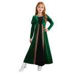 Girls Velvet Medieval Princess Dress Long Sleeve Renaissance Retro Robe Ancient Roman Long Dress for Halloween Carnival Party